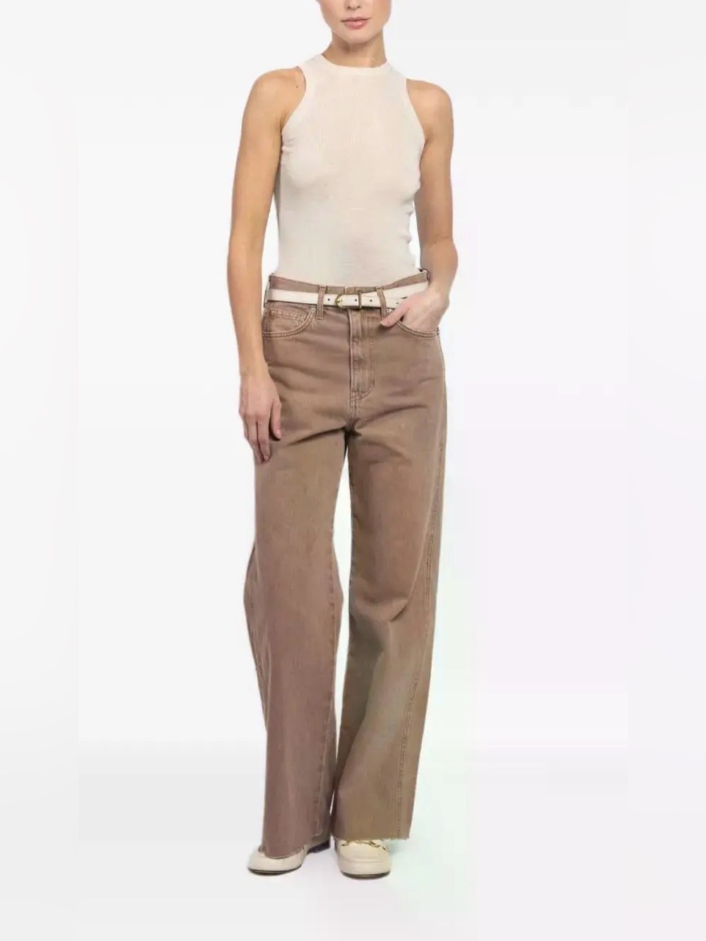 Veronica Beard Carson Ankle Flare High Rise Jeans in Brown Size 27